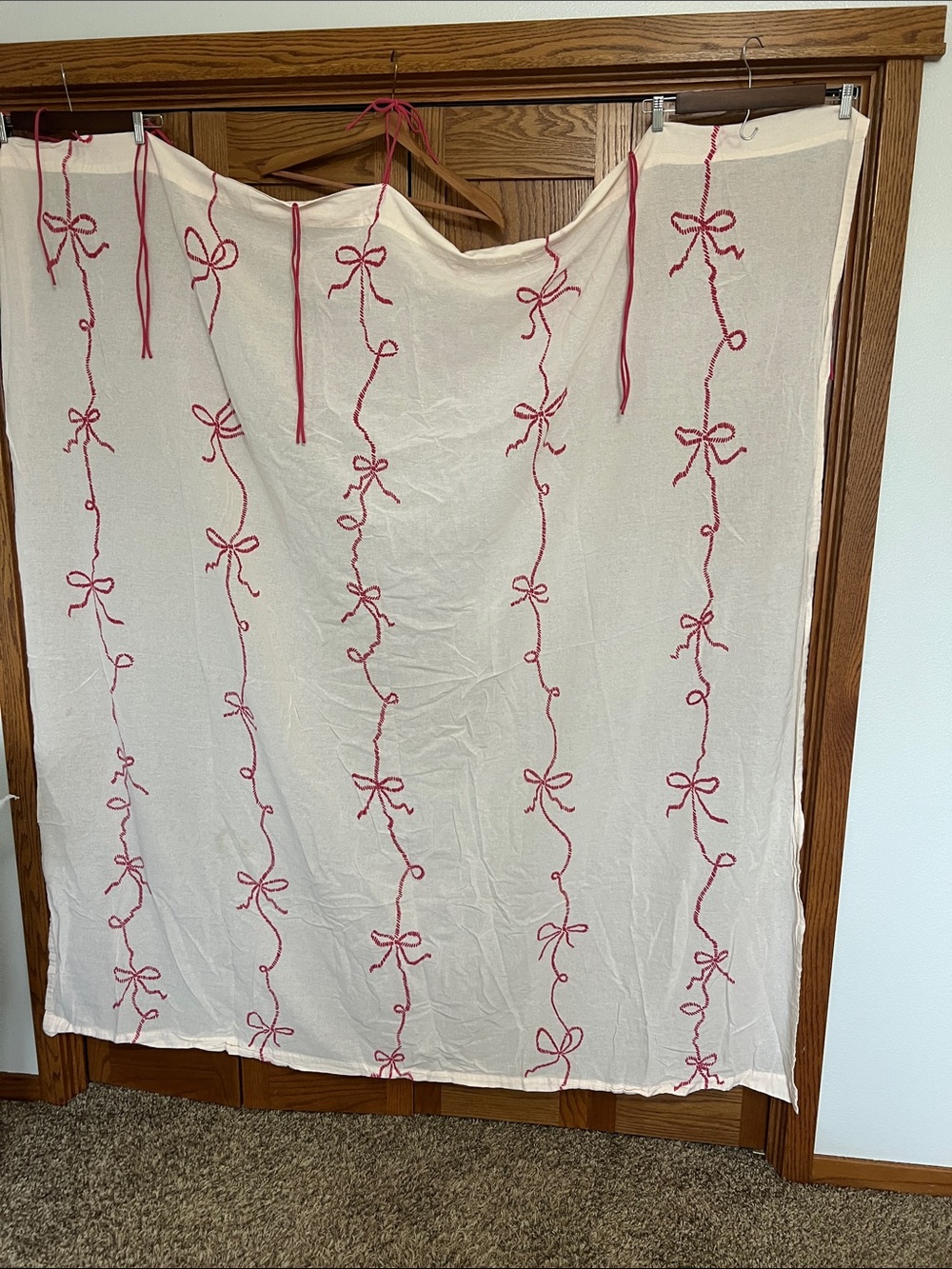 Target White Shower Curtain with Pink Bow Trim